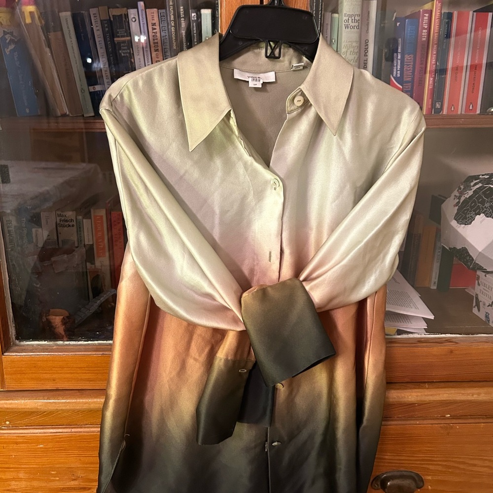 Vince Gradient Silk Button-Up Shirt